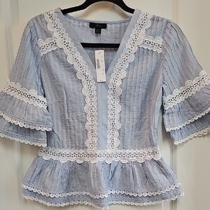 J. Crew Blue Bell Sleeve Peplum Blouse